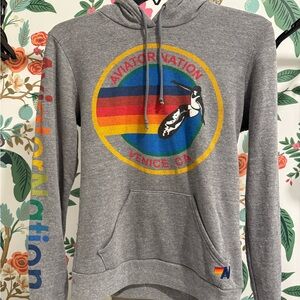 Aviator Nation Gray Hoodie with Colorful Logo